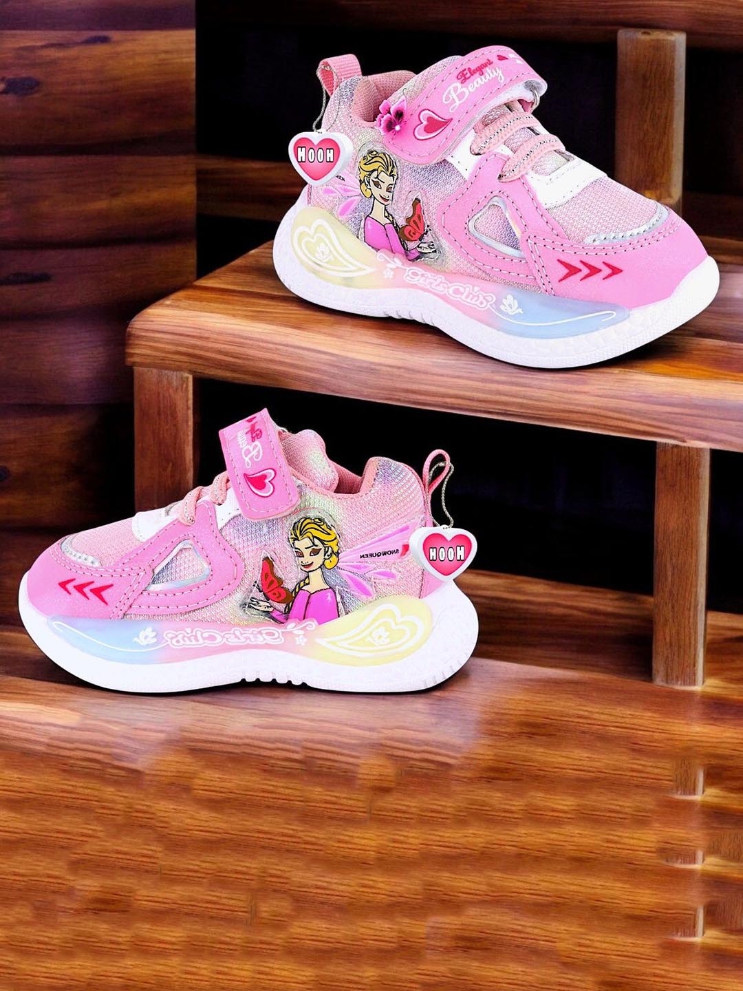 

HOOH Now Comfort in Fashion Kids Printed Lightweight Velcro Sneakers, Pink