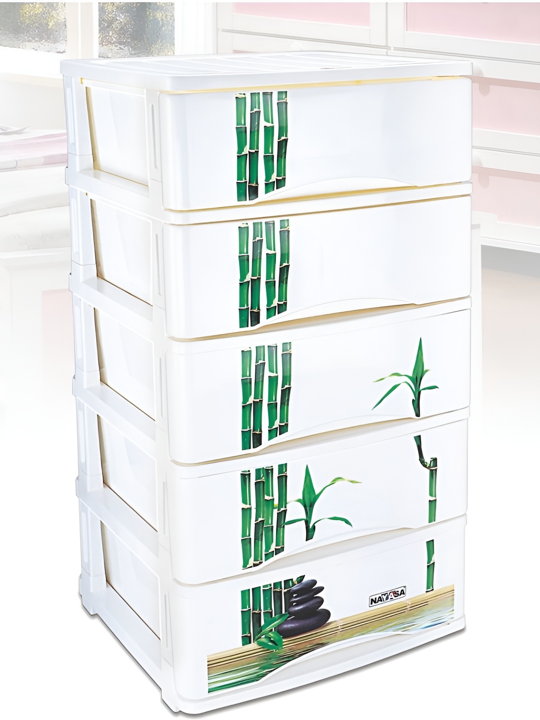 

Nayasa Tuckins Deluxe White and Green 5 Pieces Printed Drawer Organiser