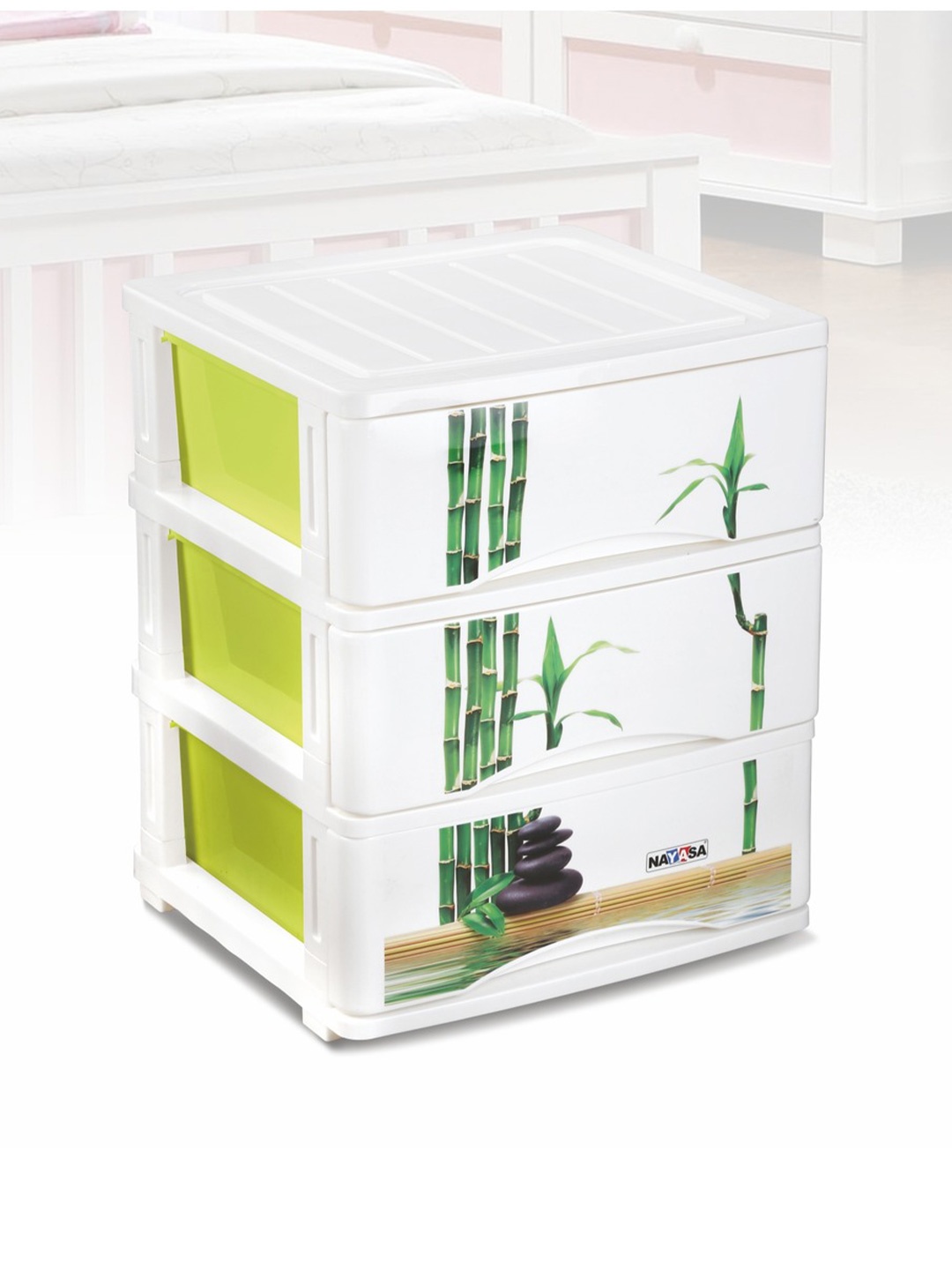 

Nayasa Tuckins Deluxe White and Green Printed Drawers Organisers