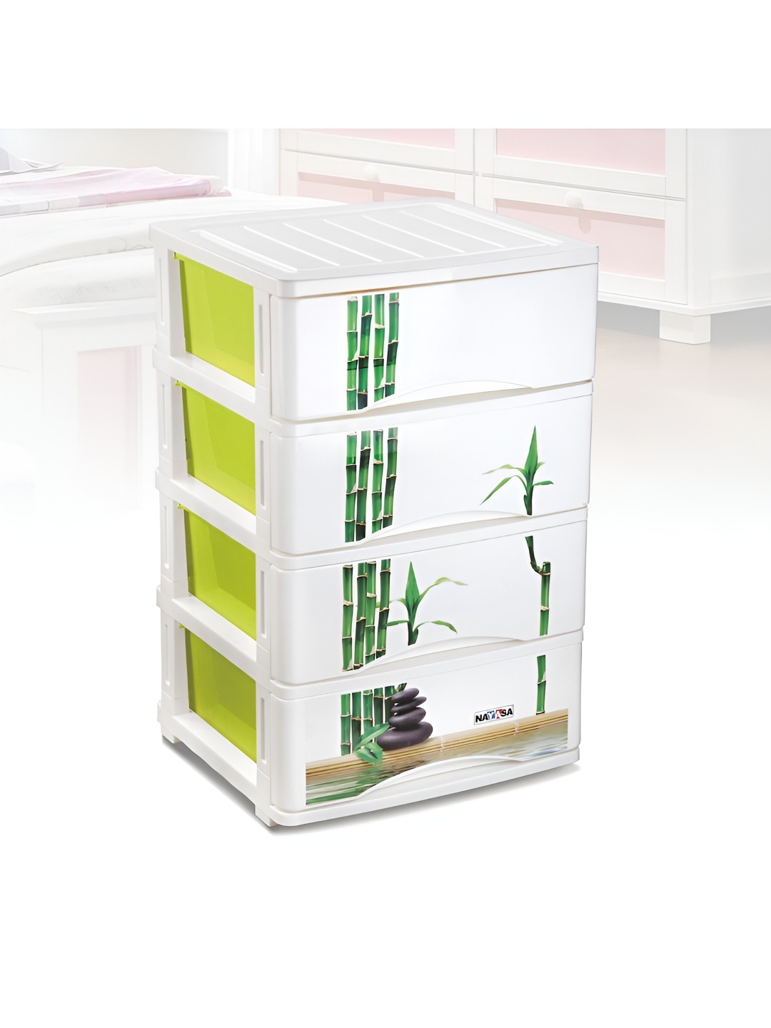 

Nayasa Tuckins Deluxe White & Green 4 Pieces Printed Drawer Organisers