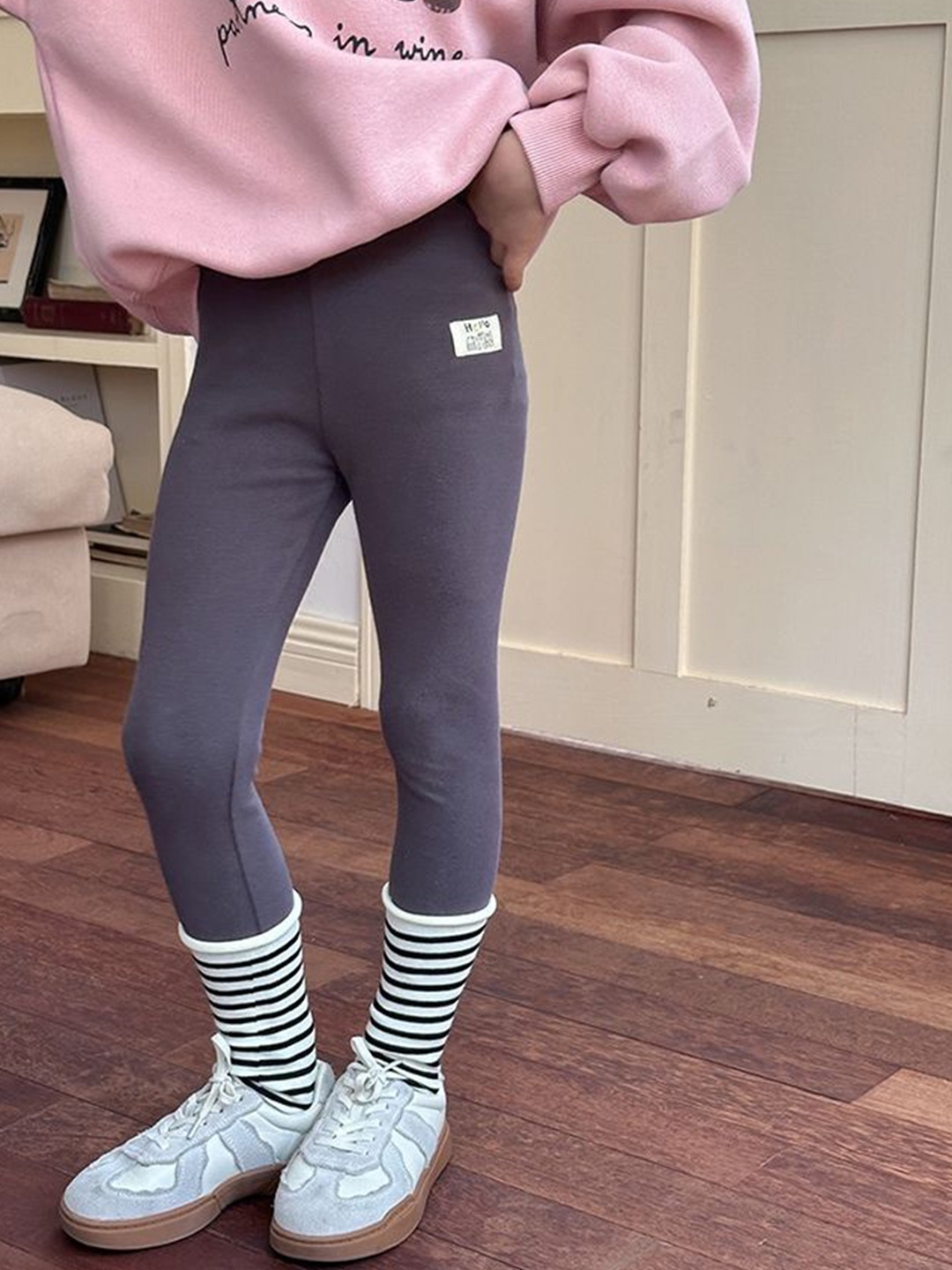 

LULU & SKY Girls High-Waist Ankle-Length Leggings, Grey