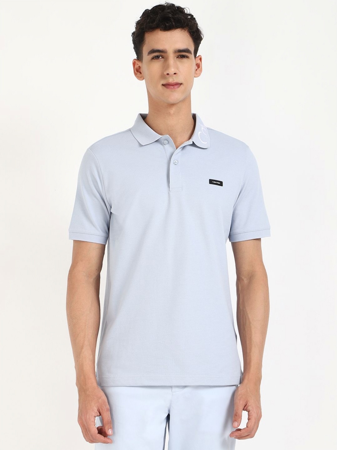 

Calvin Klein Jeans Men Solid Polo Collar Cotton Slim Fit T-shirt, Grey