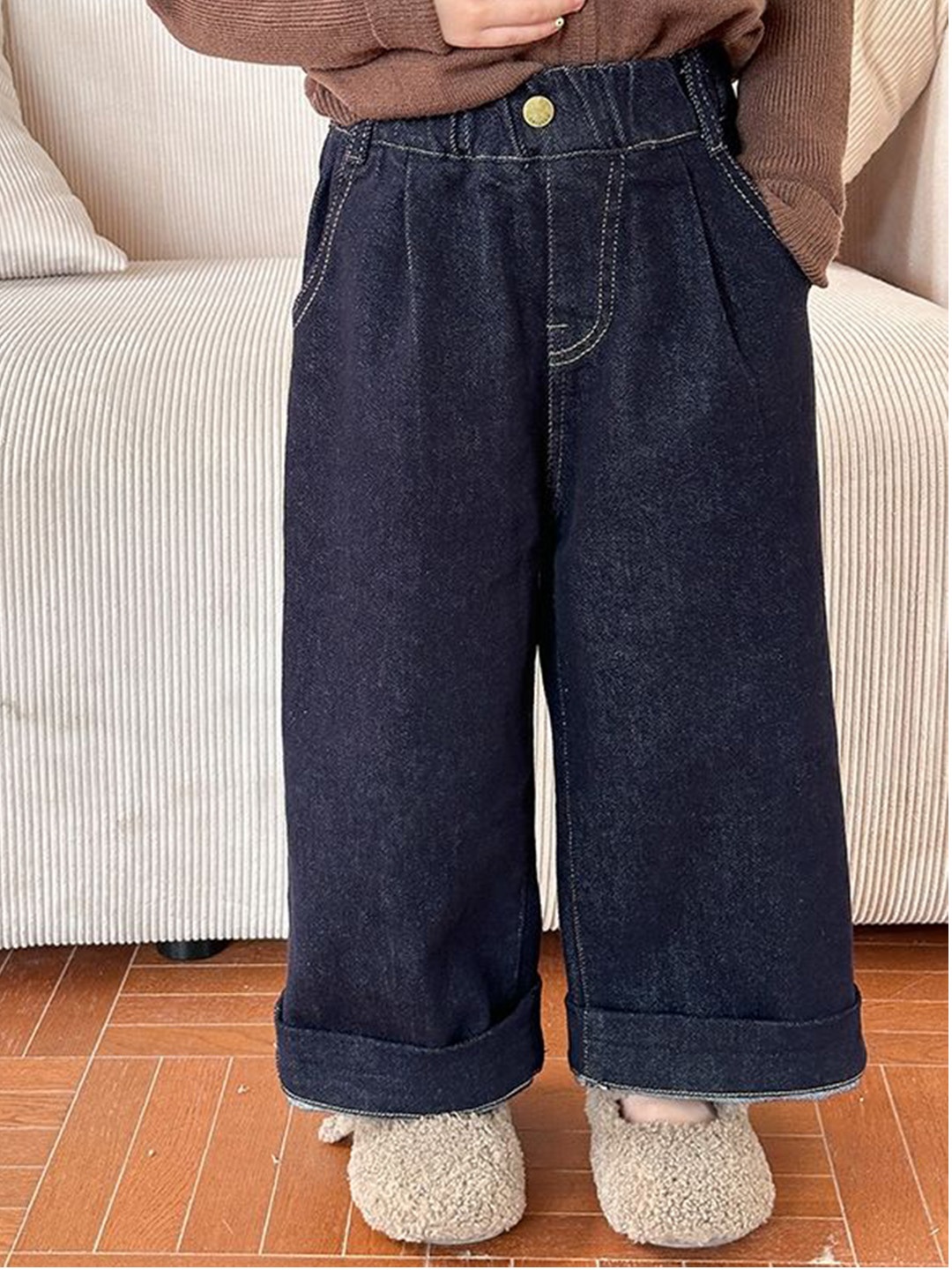 

LULU & SKY Girls Straight Fit High-Rise Jeans, Navy blue