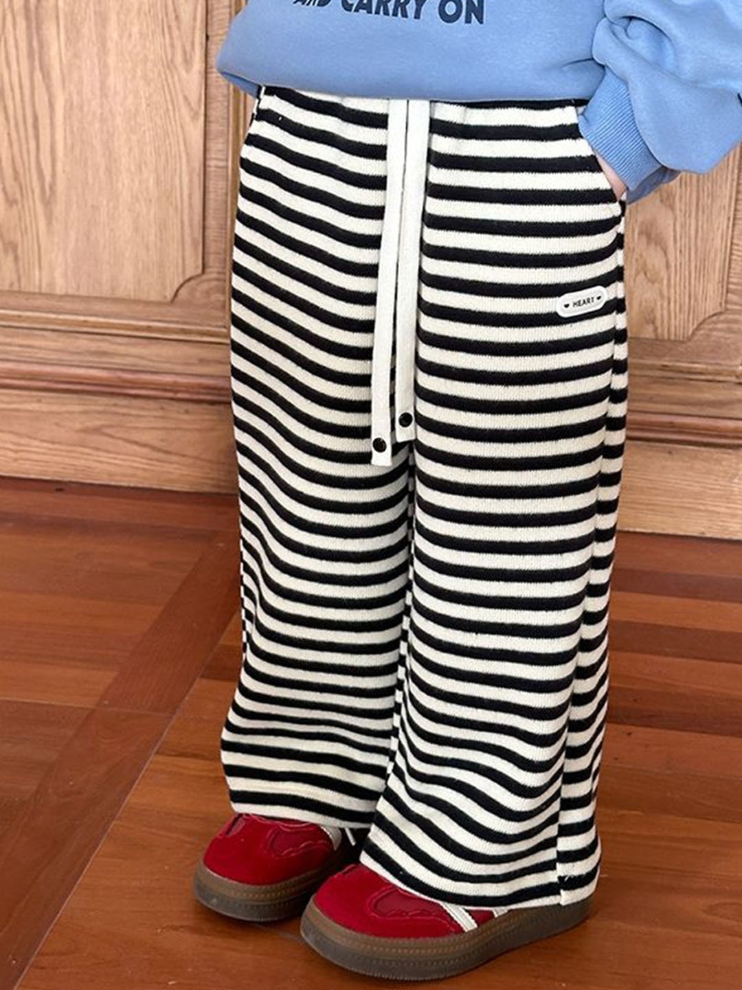 

LULU & SKY Girls Striped Regular Fit Mid-Rise Trouser, Black