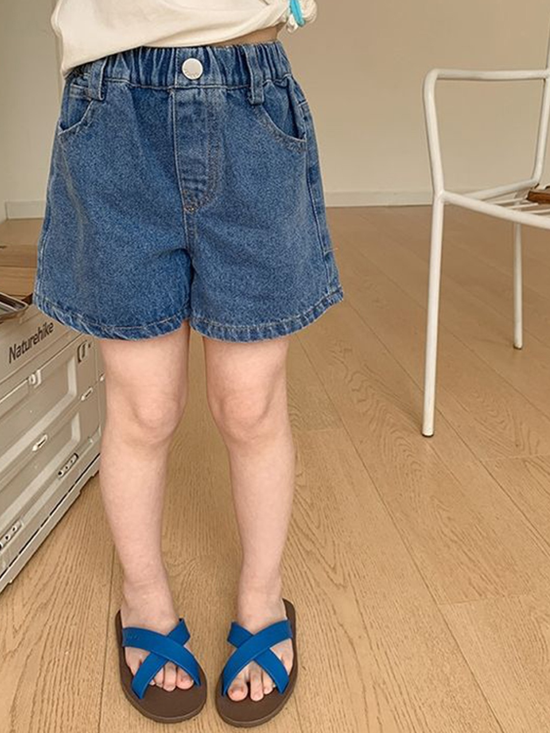 

LULU & SKY Girls Loose Fit High-Rise Denim Shorts, Blue