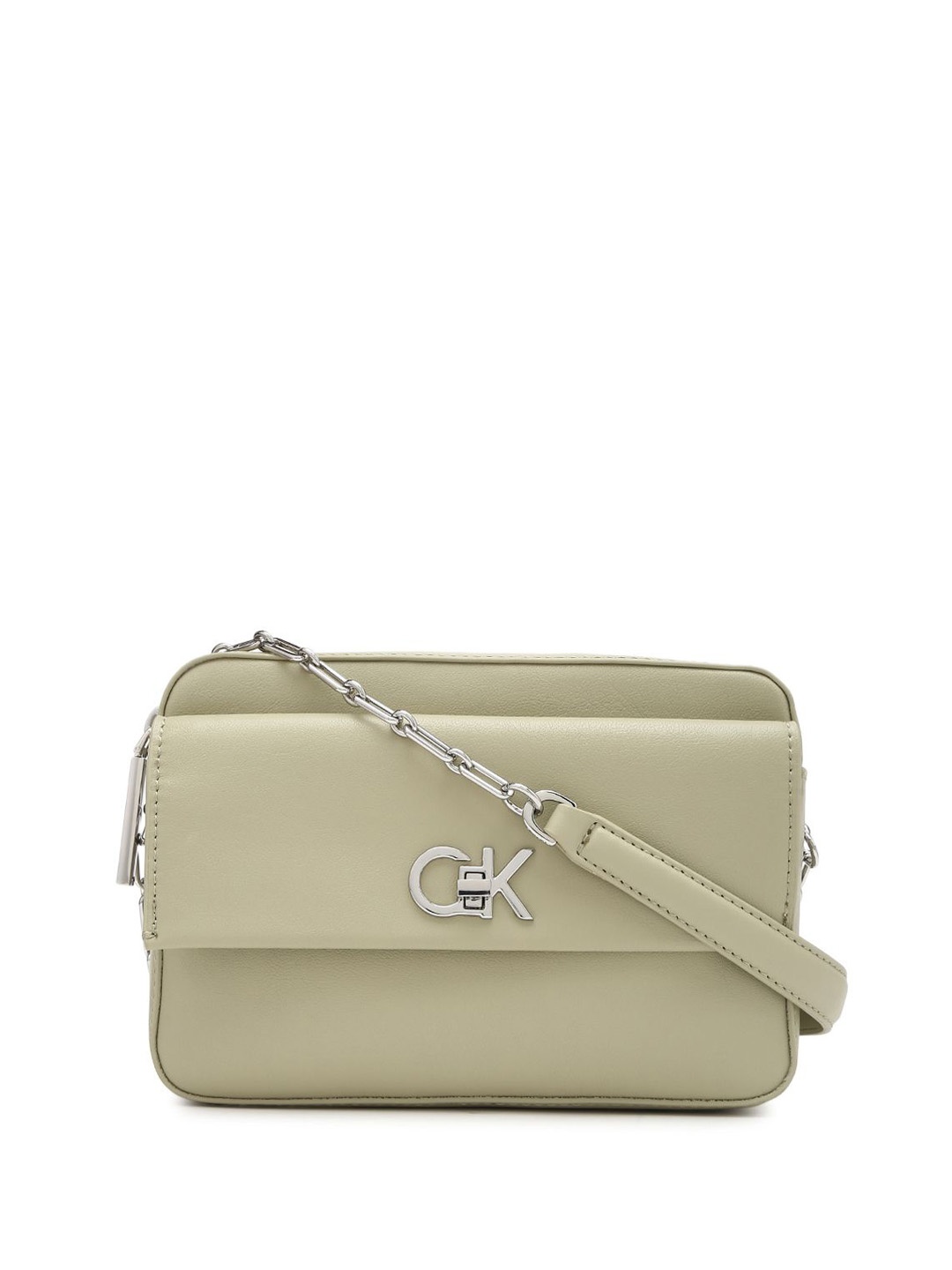 

Calvin Klein Women Solid Structured Casual Sling Bag, Green