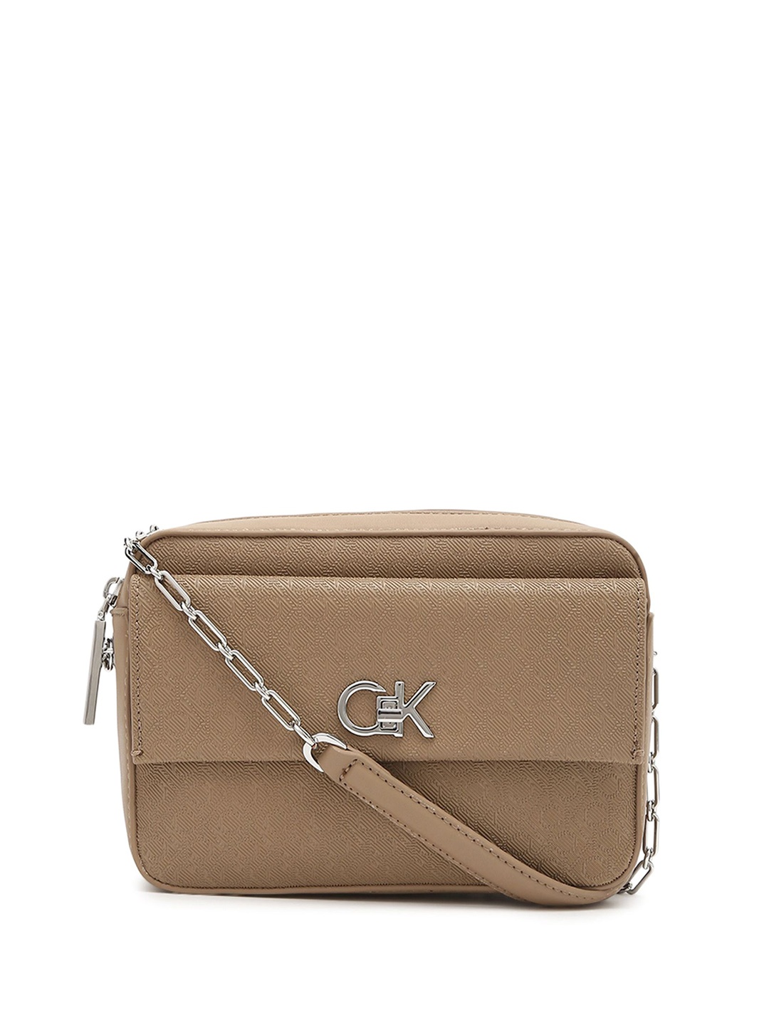 

Calvin Klein Women Textured Structured Casual Sling Bag, Brown
