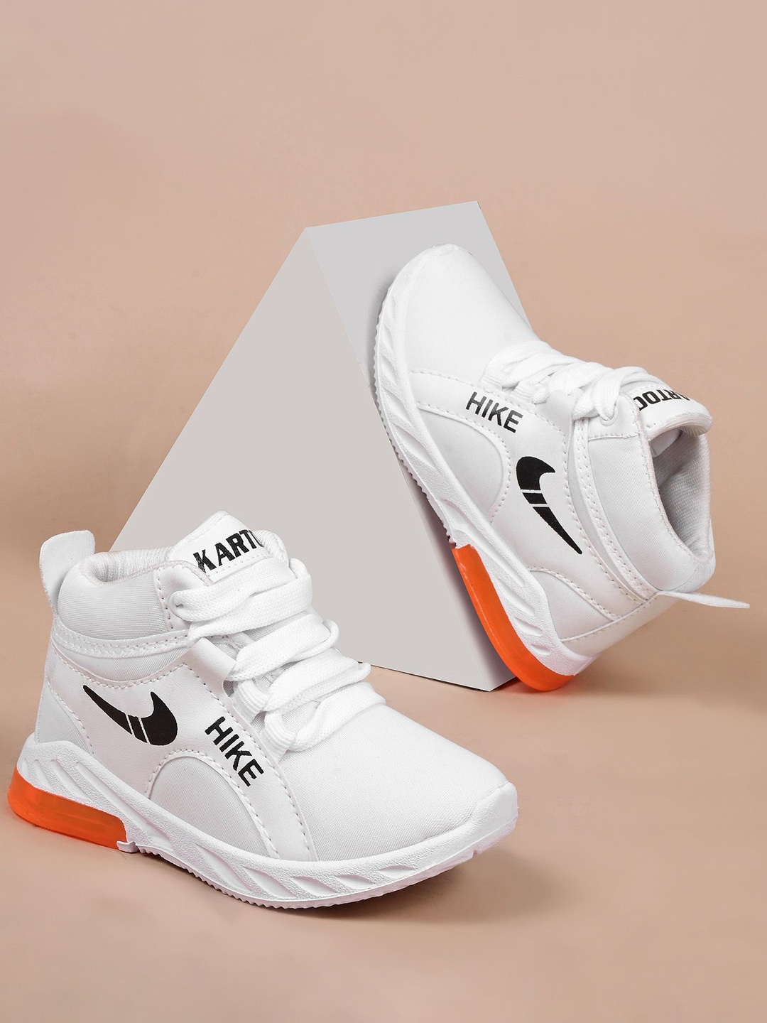 

TRYME Boys Woven Lace-Ups Round Toe Design Sneakers, White