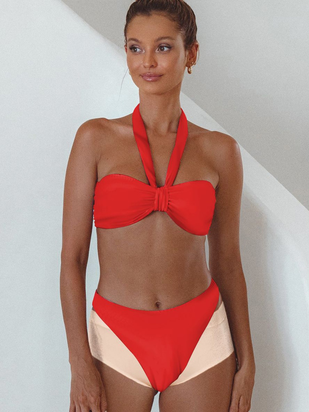 

KRENOZ Frolic Knot Swim Bikini Set, Red