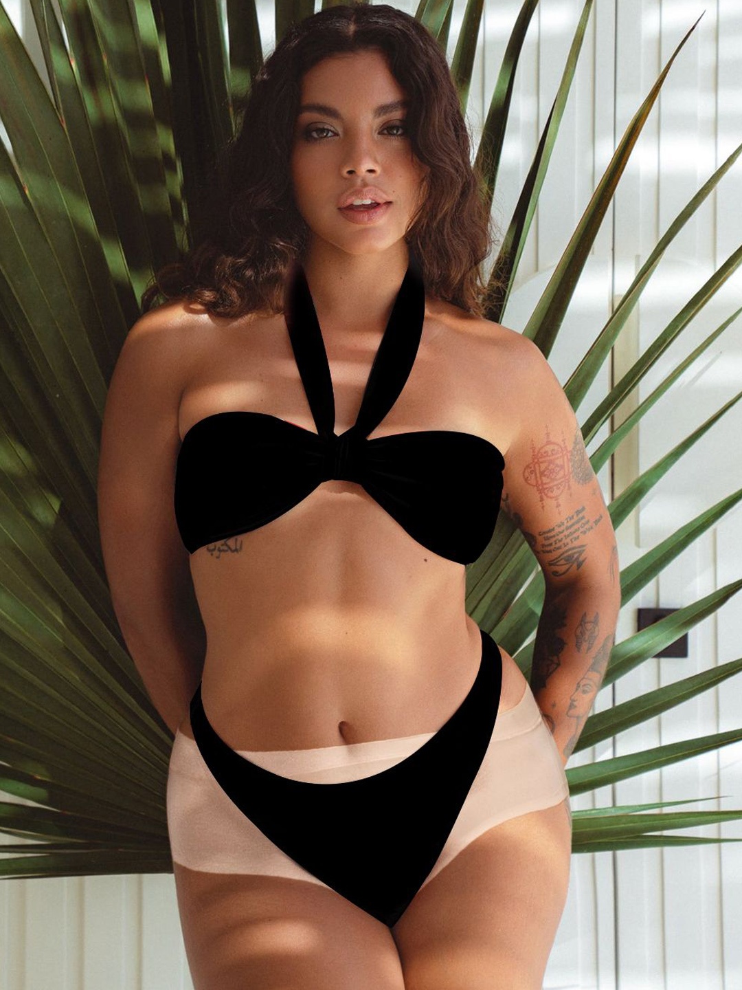 

KRENOZ Frolic Knot Swim Bikini Set, Black