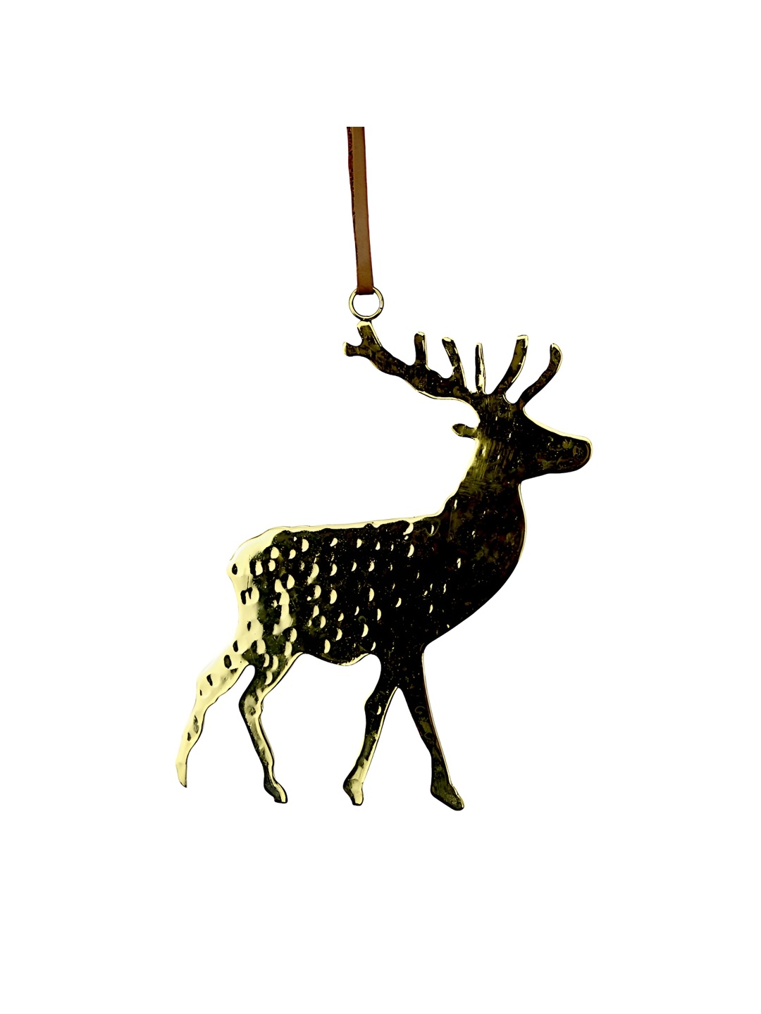 

Hind Decor Gold-Toned Hanging Christmas Deer Holiday Ornament Showpiece