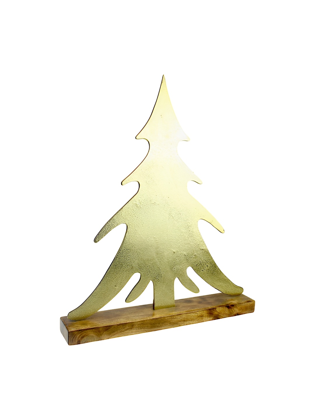 

Hind Decor Gold-Toned & Brown Christmas Tree On Wooden Base Showpiece
