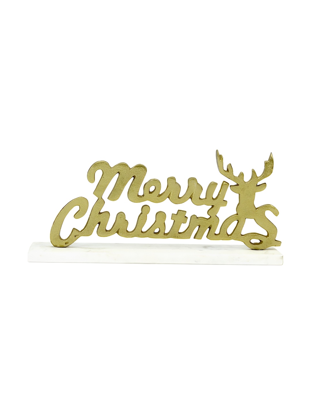 

Hind Decor Gold Toned Aluminum Merry Christmas Showpiece
