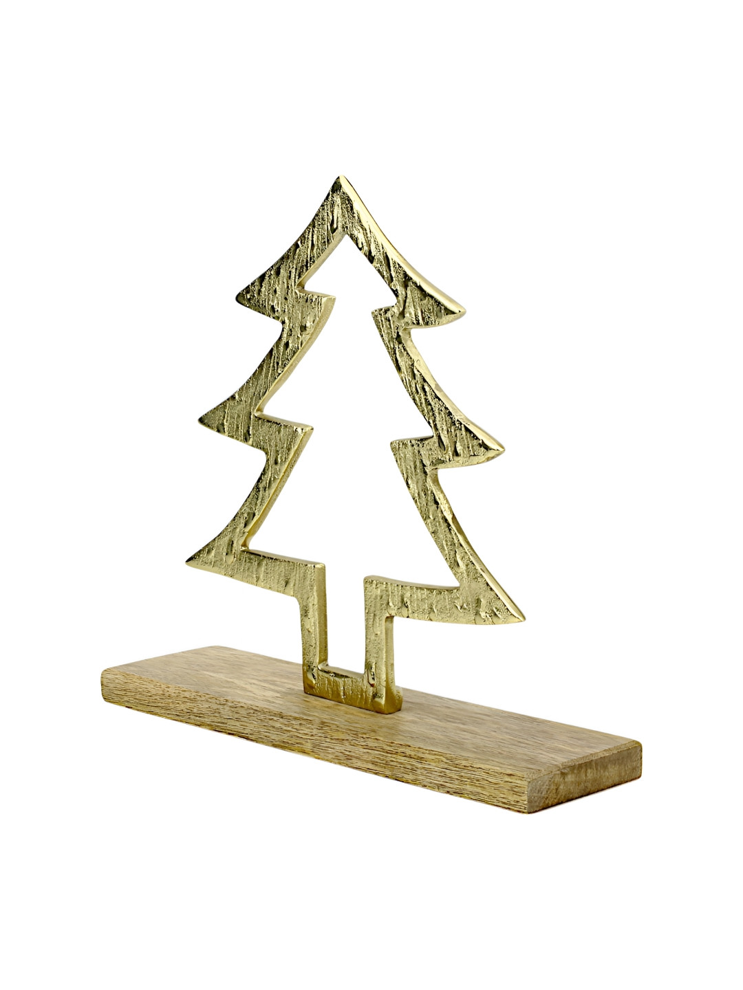 

Hind Decor Gold-Toned Christmas Tree On Wooden Base
