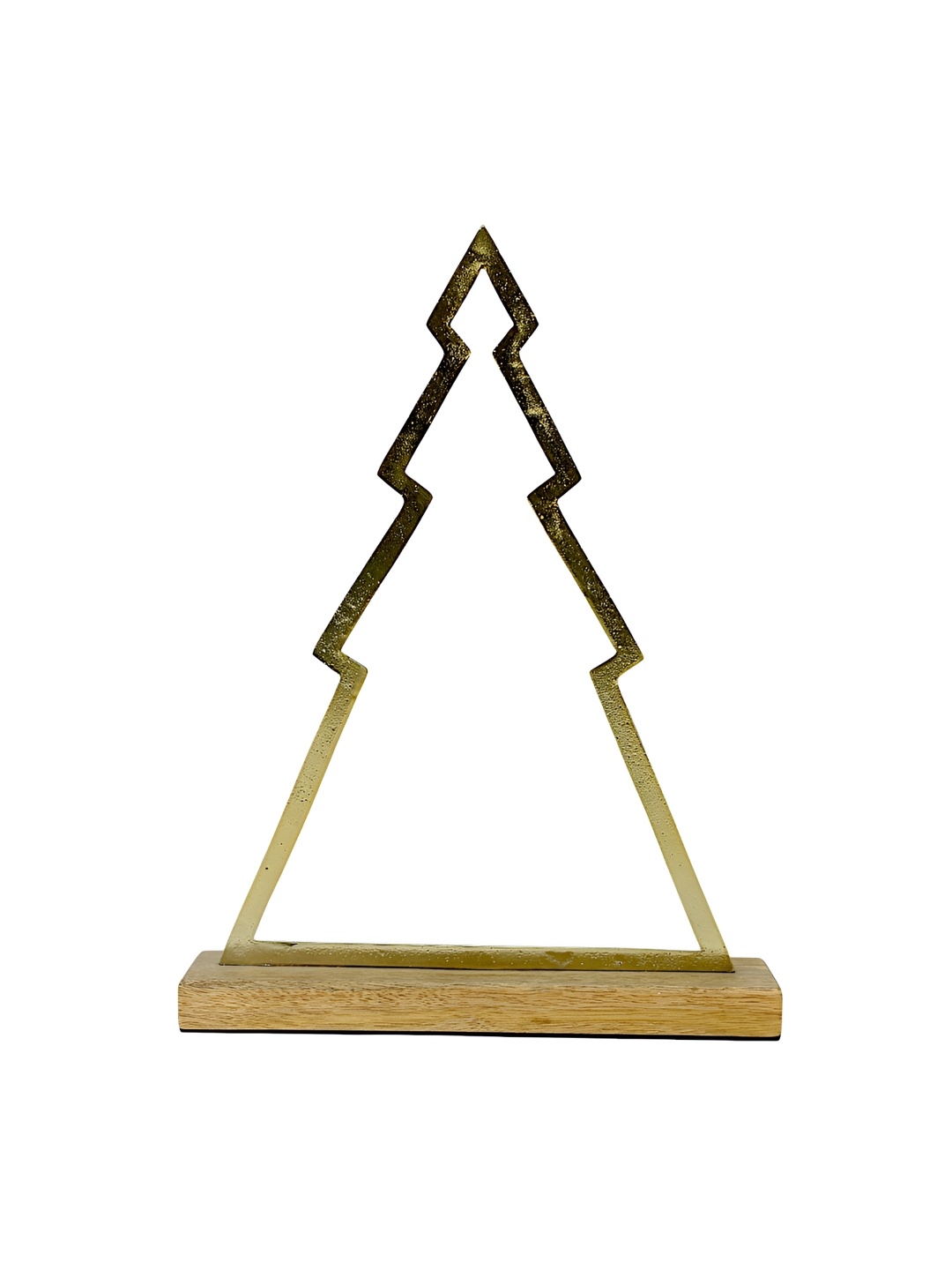 Hind Decor Gold Toned Wooden Christmas Tree Figurine