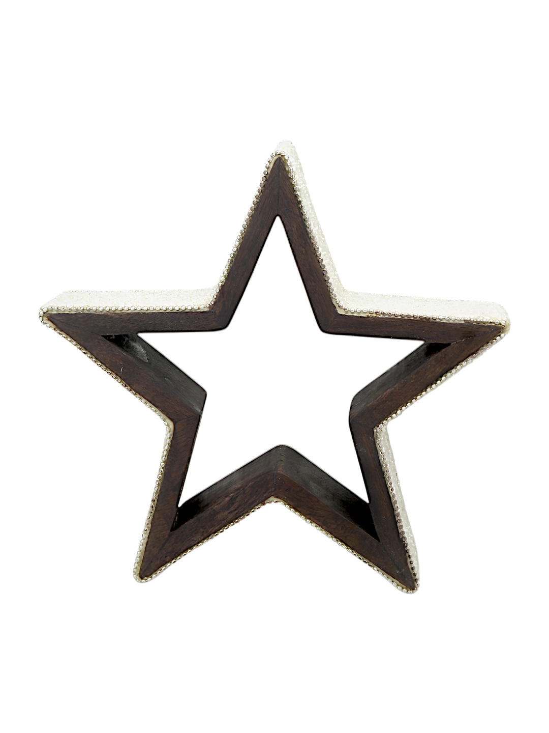 Hind Decor White & Brown Wooden Christmas Star Showpiece