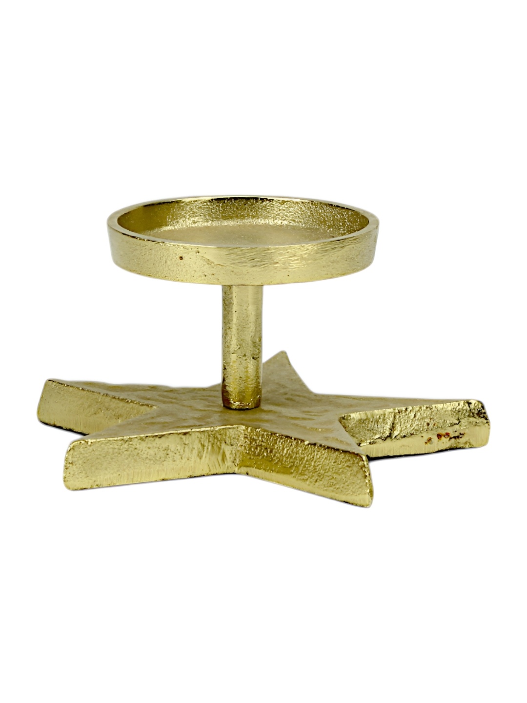 

Hind Decor Gold-Toned Textured Aluminum Candle Holder