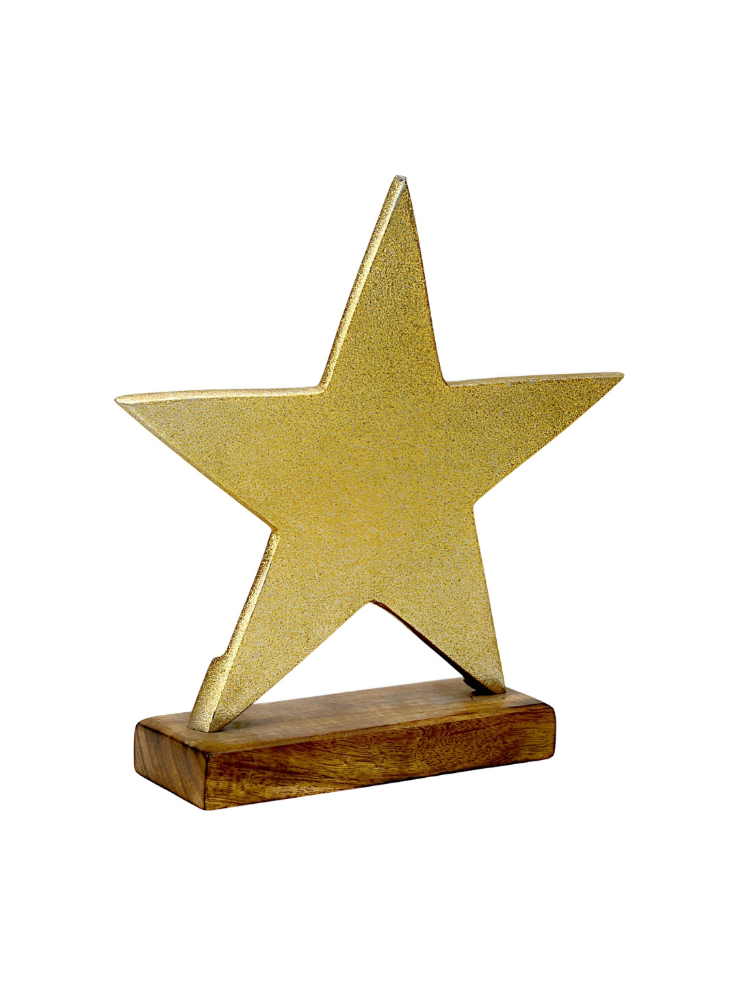 

Hind Decor Gold-Toned & Brown Christmas Star On Wooden Base Showpieces