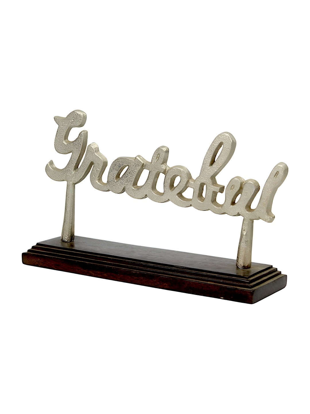 

Hind Decor Silver-Toned and Black Aluminium Greateful Stand Curio Showpiece
