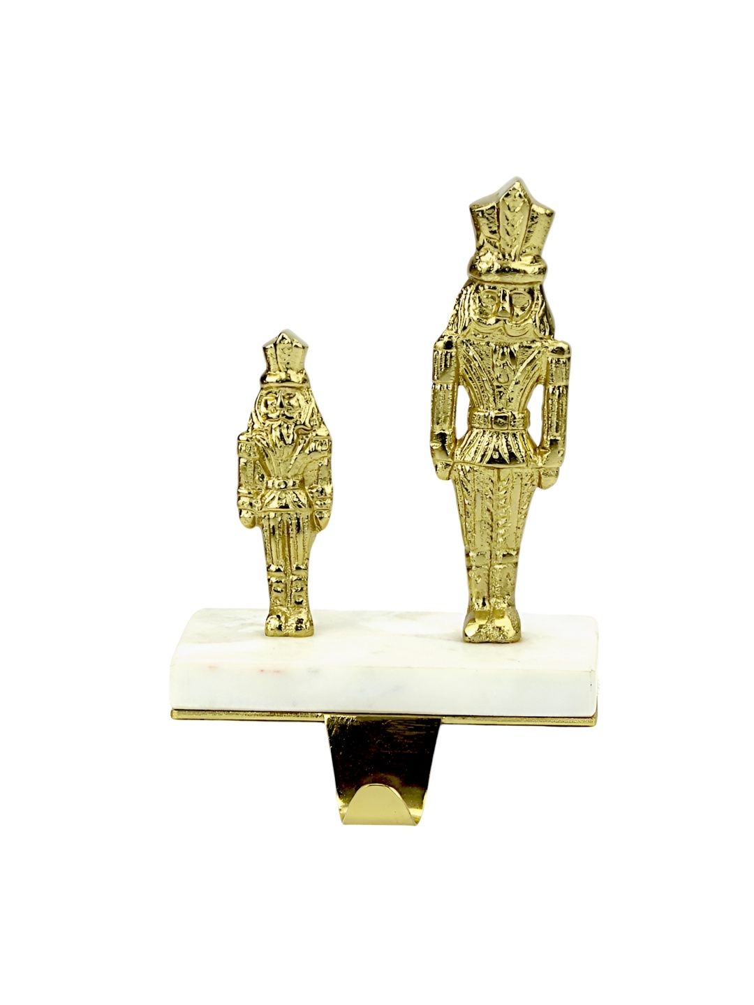

Hind Decor Yellow Christmas Nutcracker Soldier Figurine Stocking Holder, Gold
