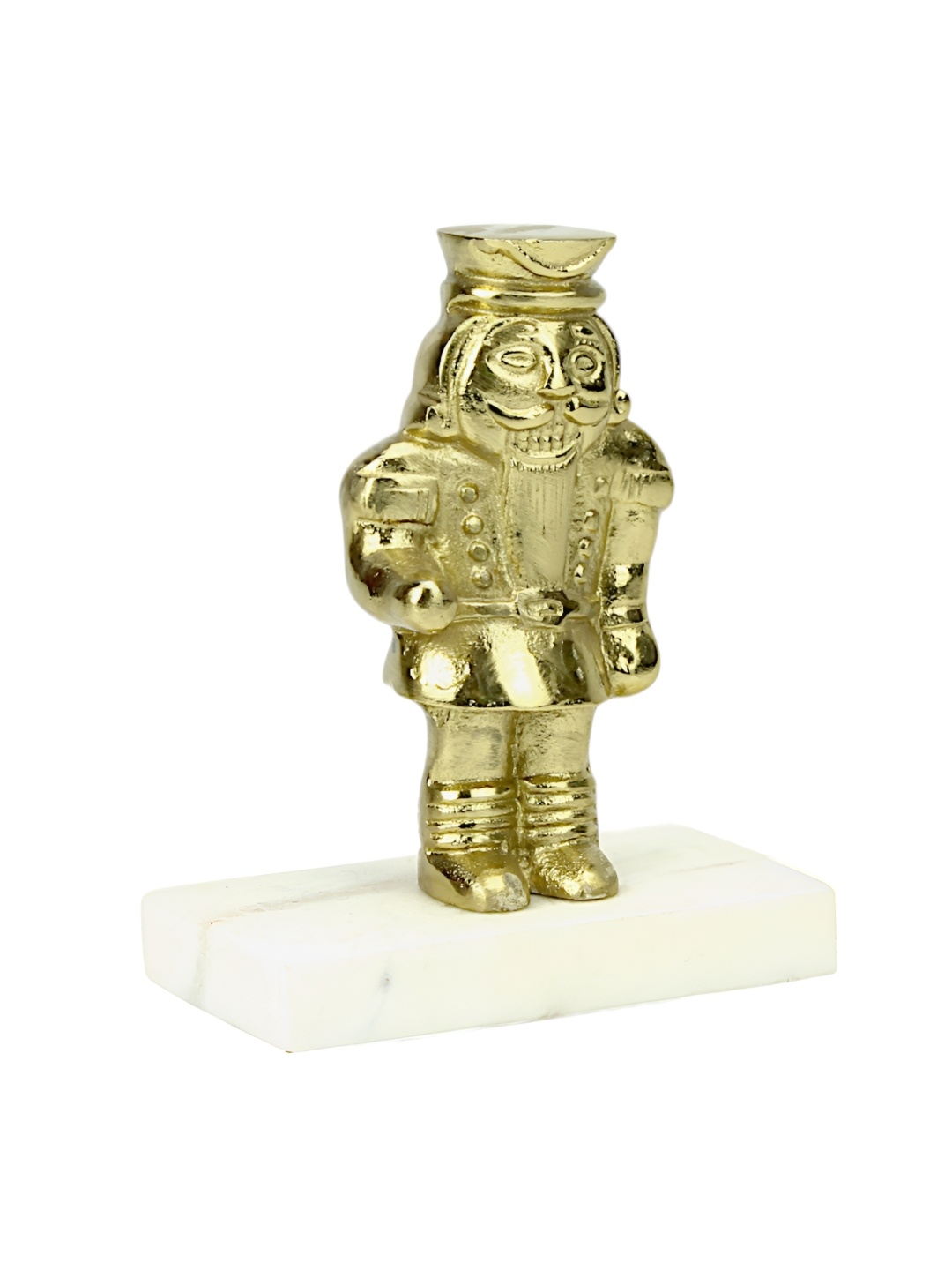 

Hind Decor Gold-Toned Metal Christmas Solider Figurine On Marble Base