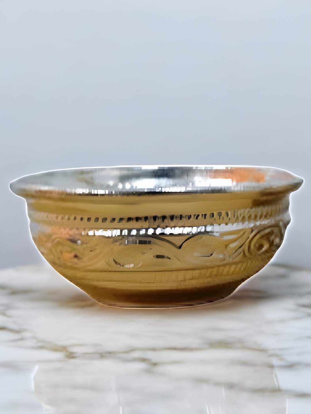 

Sigaram Pooja Articles Silver-Toned German Silver Textured Kum Kum Bharani Cup