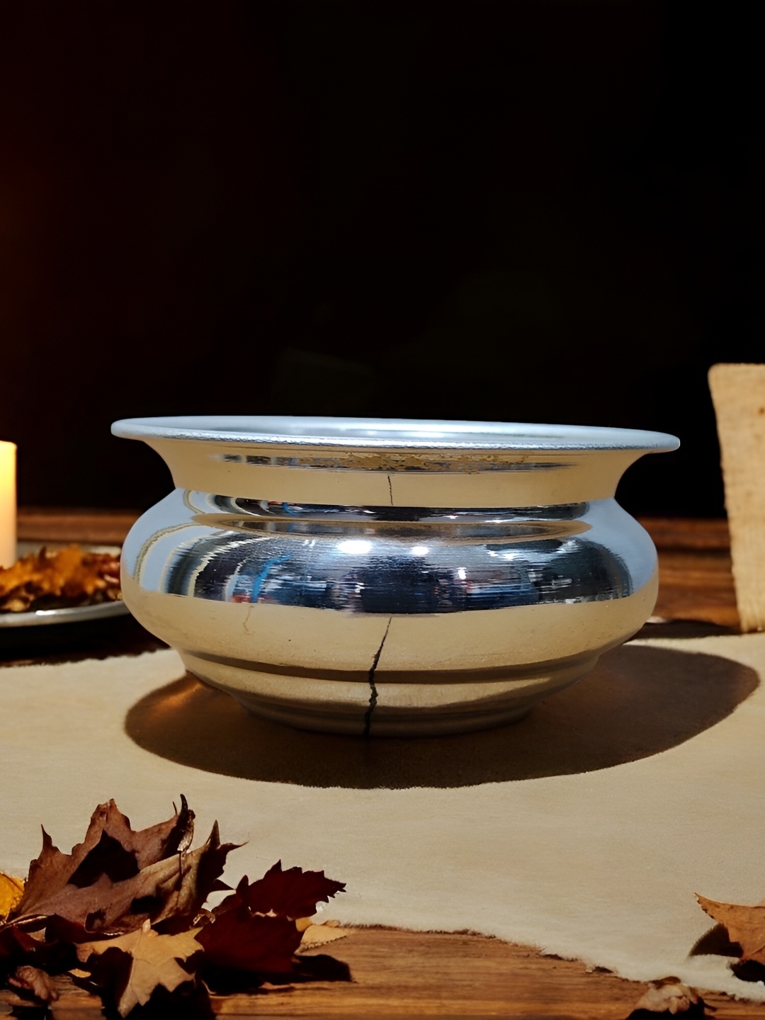 

Sigaram Pooja Articles Silver-Toned German Silver Kum Kum Bharani Cup
