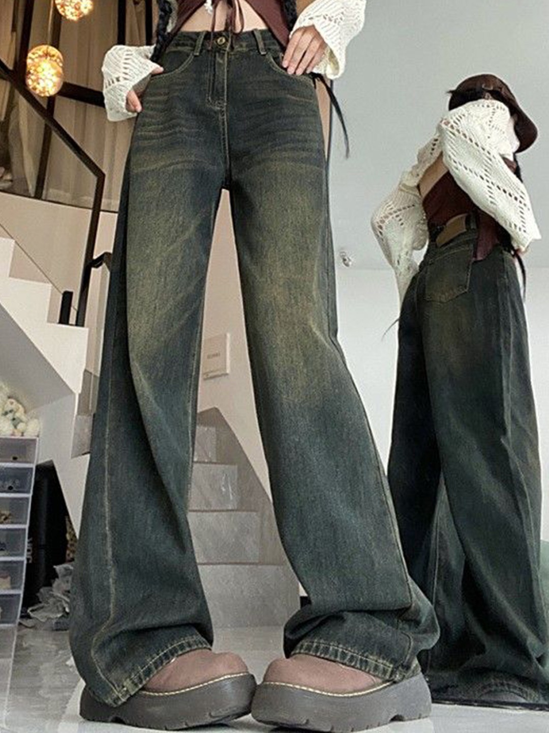 

StyleCast Women Cotton High-Rise Bootcut Jeans, Grey