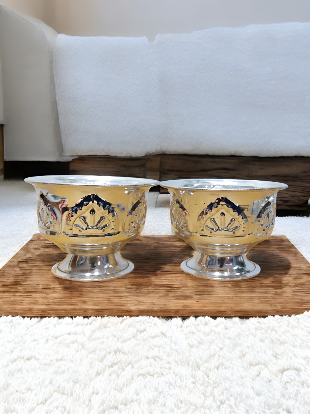 

Sigaram Pooja Articles Silver-Toned 2 Pieces Kum Kum Bharani Cups