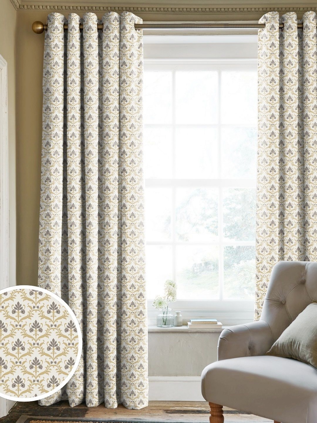 

CASABLEU Brown Set of 2 Geometric Door Curtain