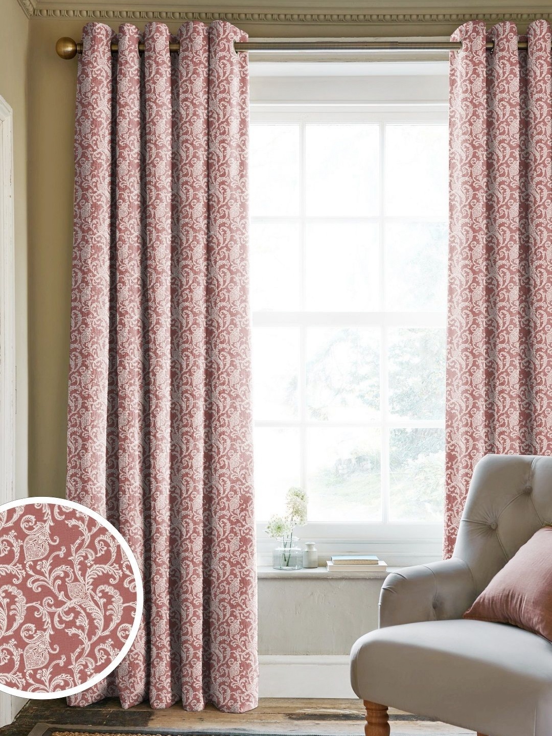 

CASABLEU Rust Set of 2 Geometric Long Door Curtain