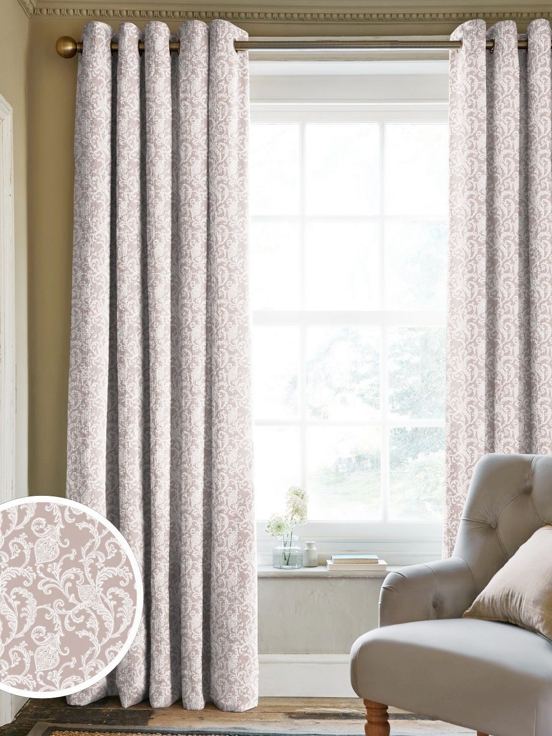 

CASABLEU Beige Set of 2 Geometric Long Door Curtain
