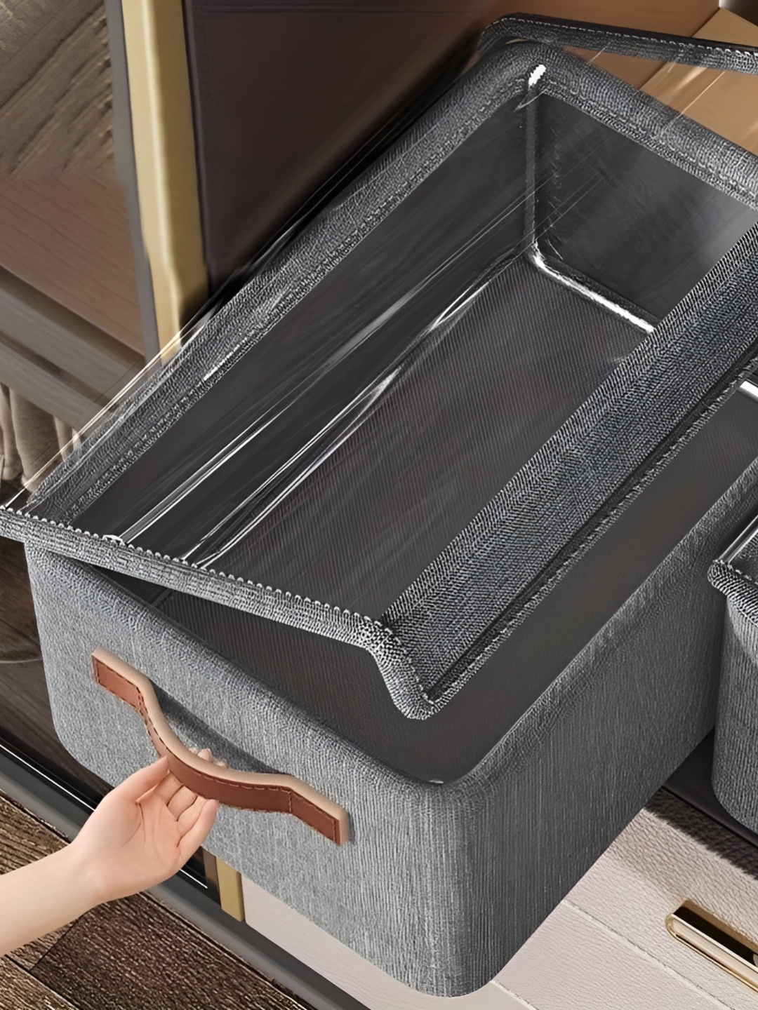 Deoxys Grey Foldable Clothes Storage Multi-Utility Organiser