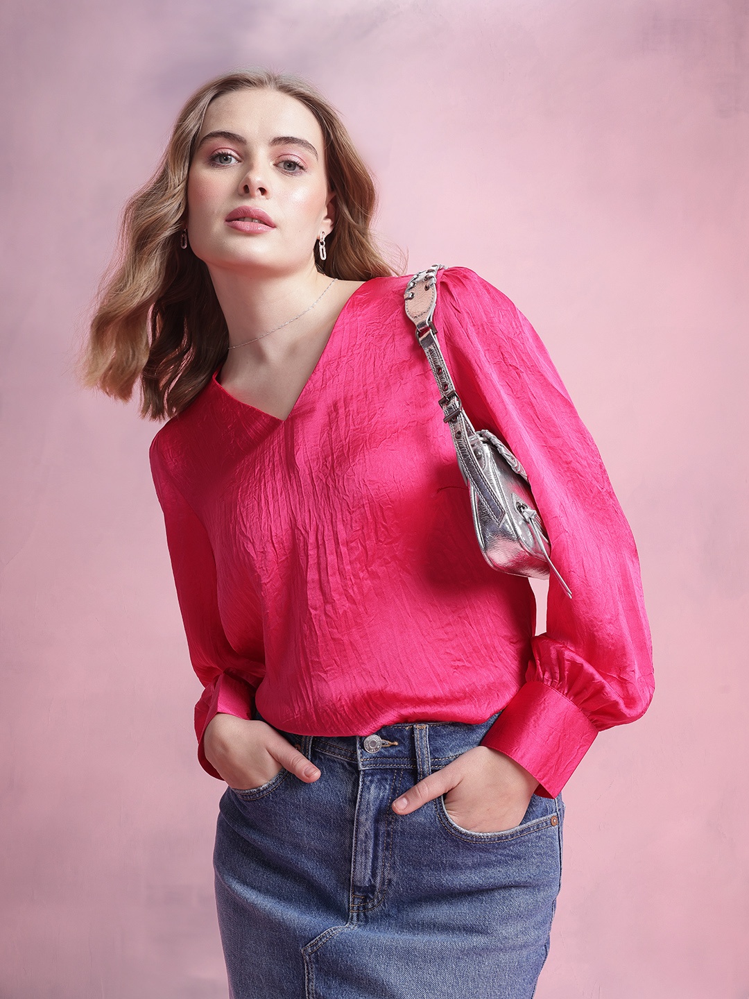 

DressBerry Shirt Style Top, Fuchsia