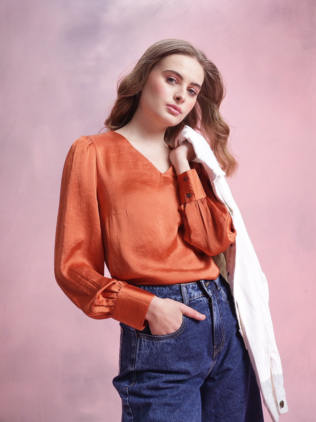

DressBerry Shirt Style Top, Rust
