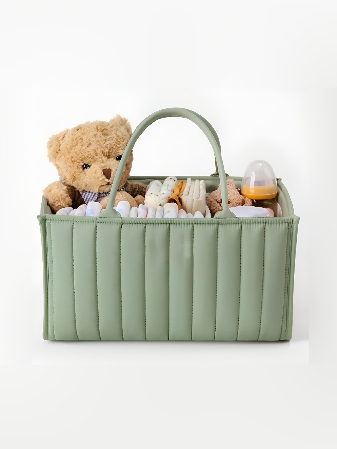 

Deoxys Green Striped Baby Diaper Caddy Organizer