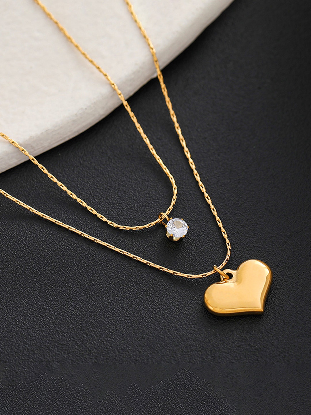 

Jewels Galaxy Gold-Plated Heart Shaped Pendants with Chains