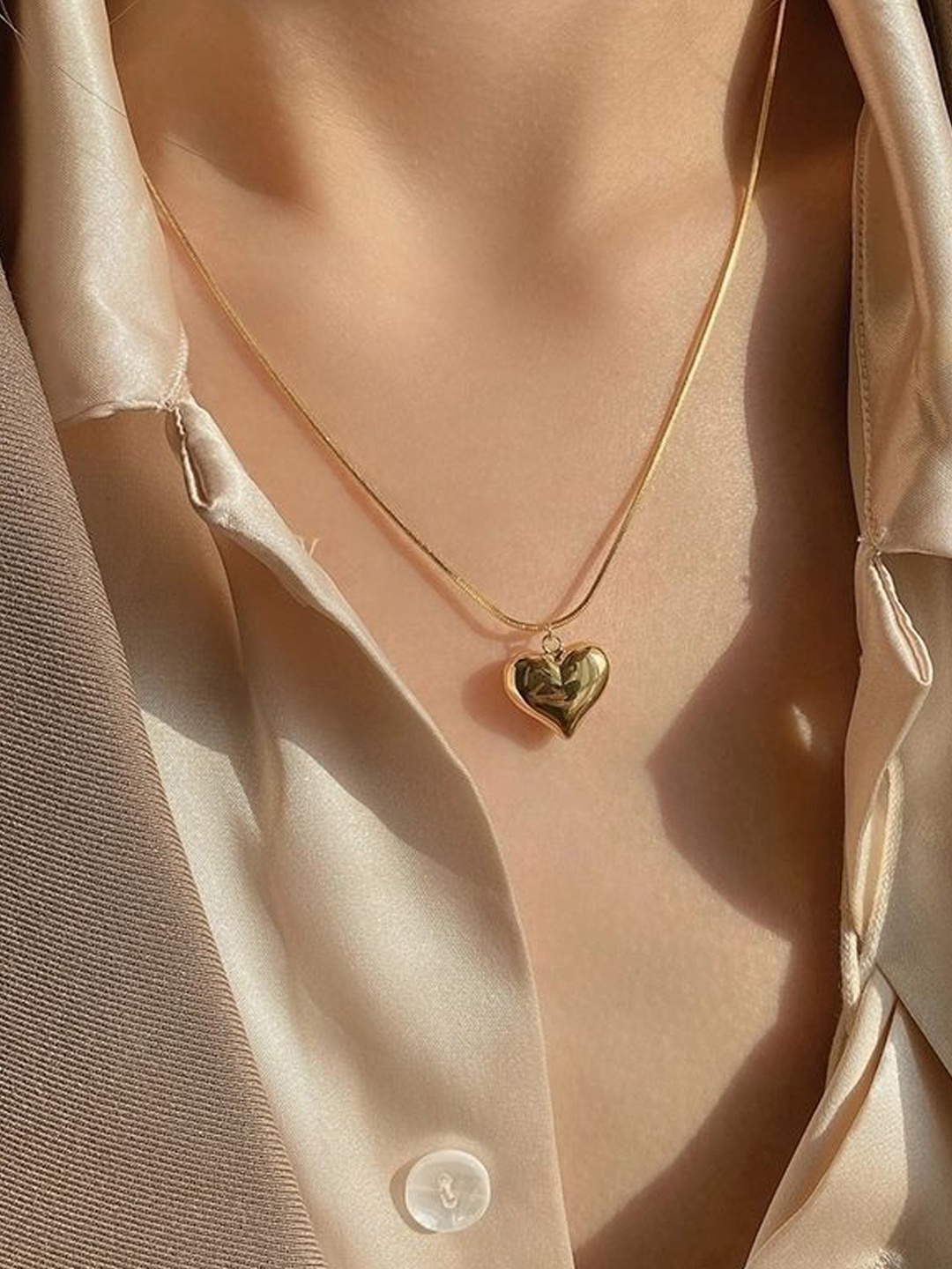 

Jewels Galaxy Gold-Plated Heart Shaped Pendants with Chains