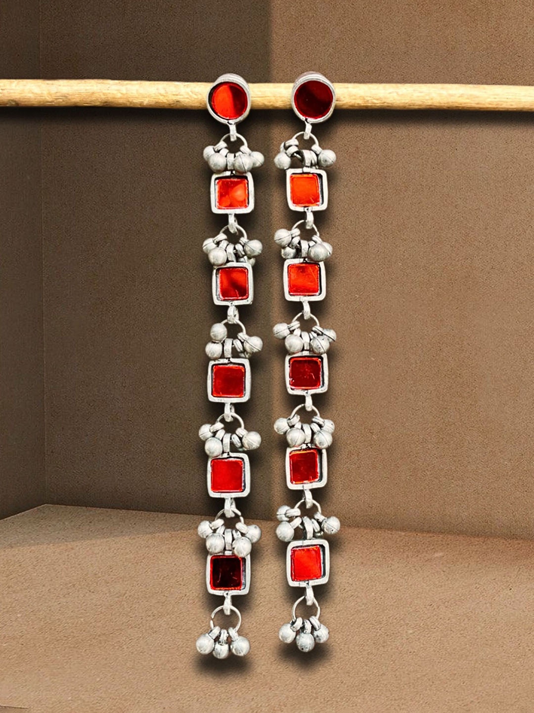 

UnfoldSelf Contemporary Drop Earrings, Red
