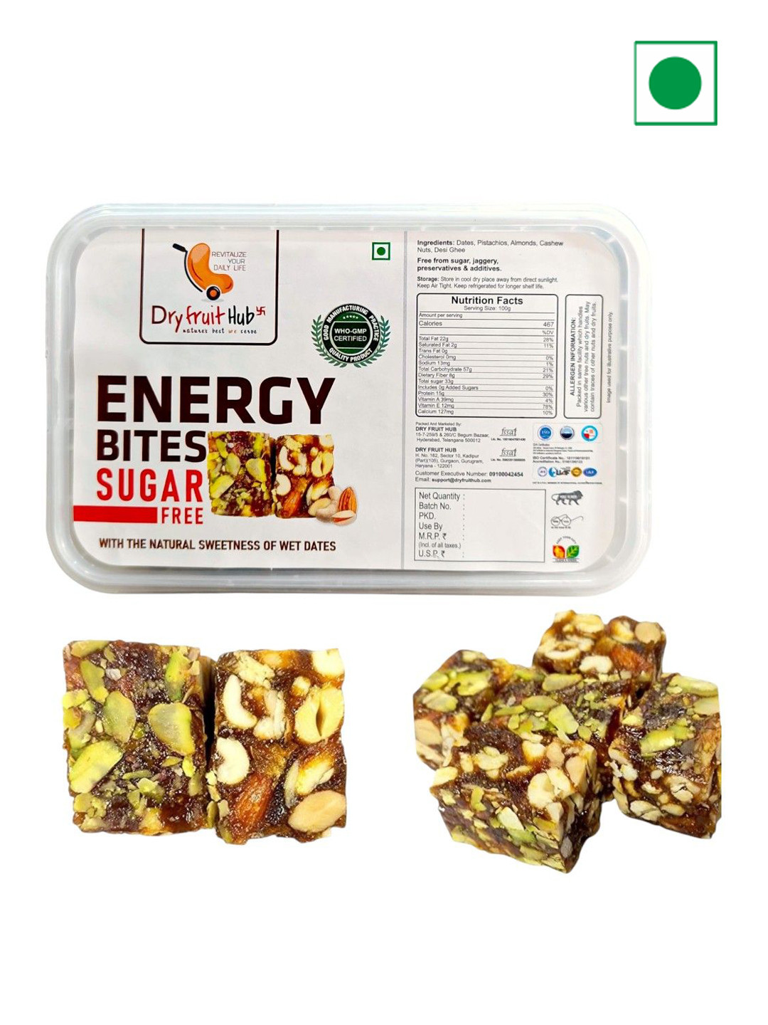 

DRY FRUIT HUB Sugar Free Energy Bites - 500g, Brown