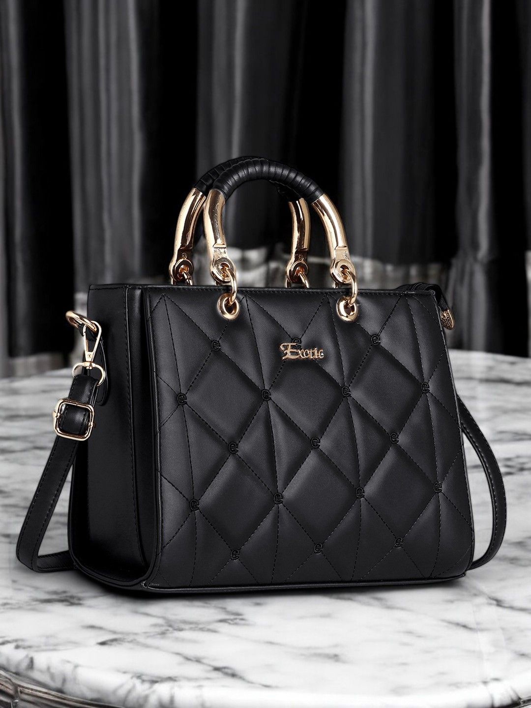 

Exotic Geometric Shopper Sling Bag, Black