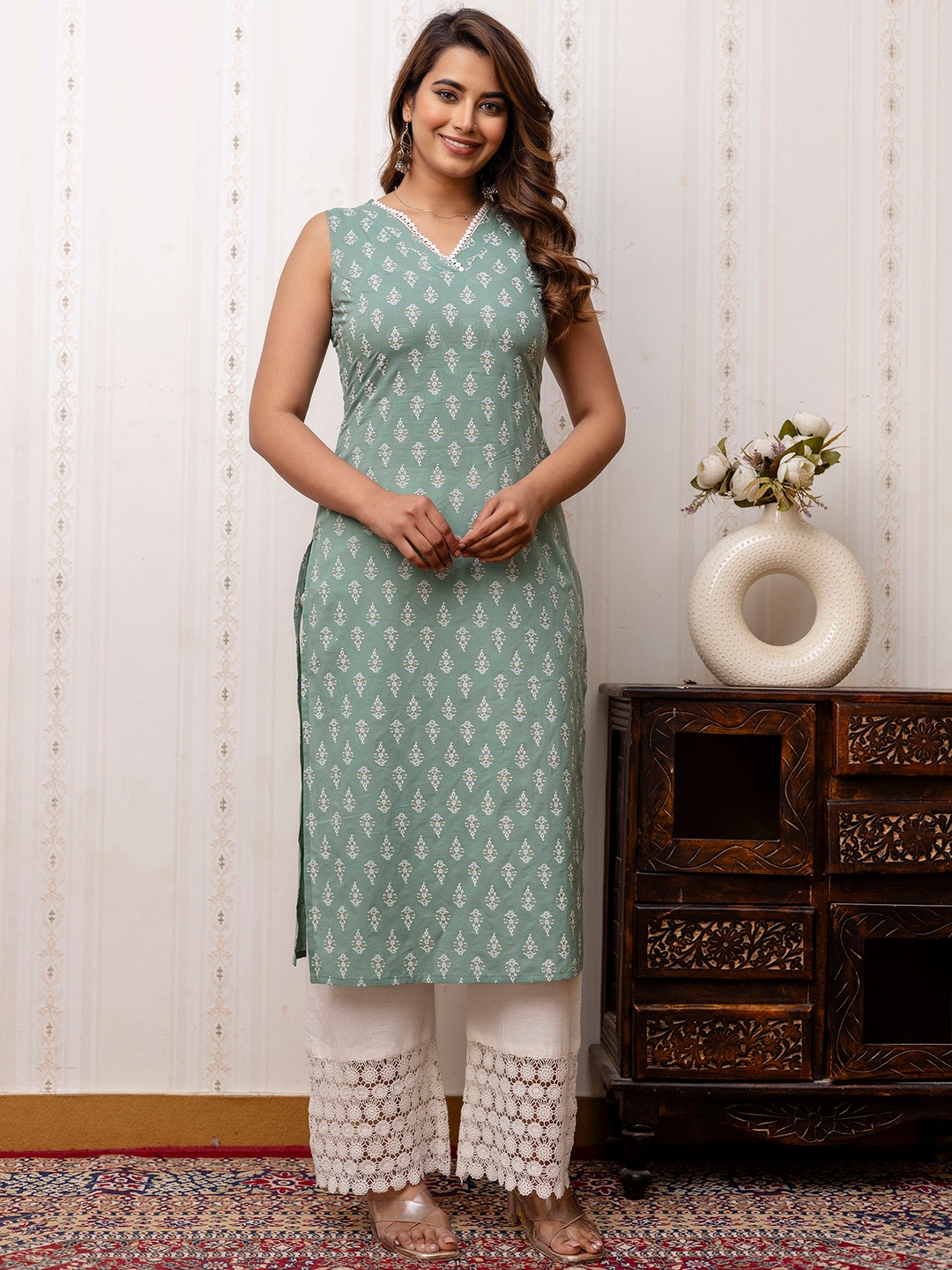 

Nayo Women Ethnic Motifs Printed Kurta, Green