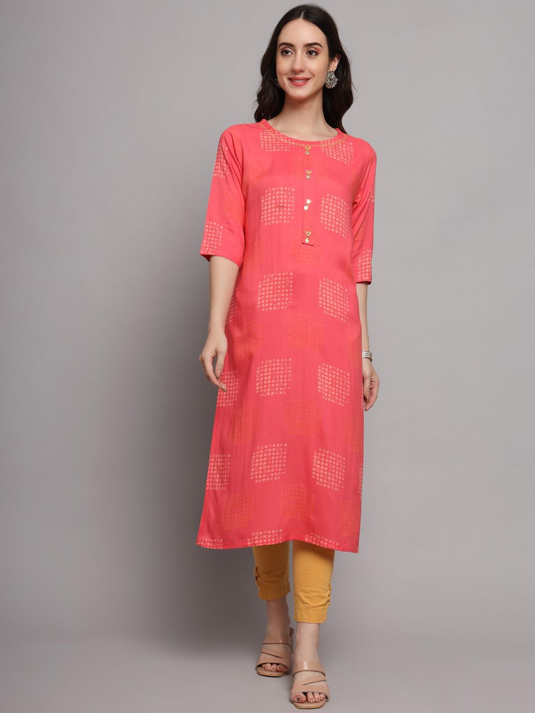

INVAGA FASHION Women Printed Kurta, Pink