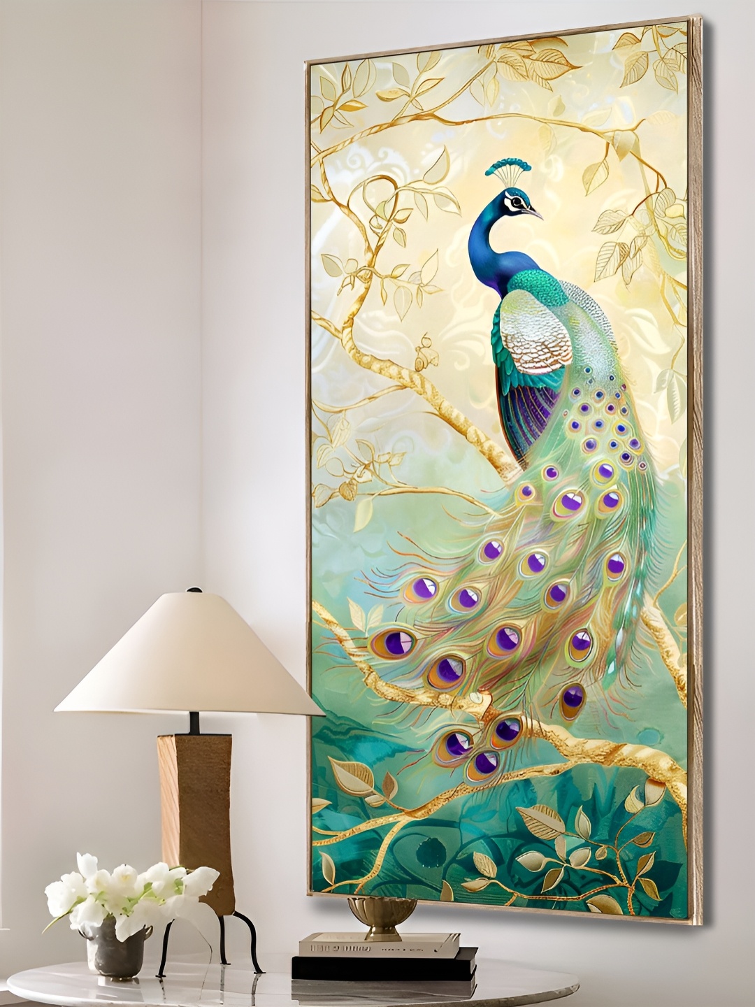 

Art Street Green & Brown Morden Peacock Framed Canvas Wall Painting
