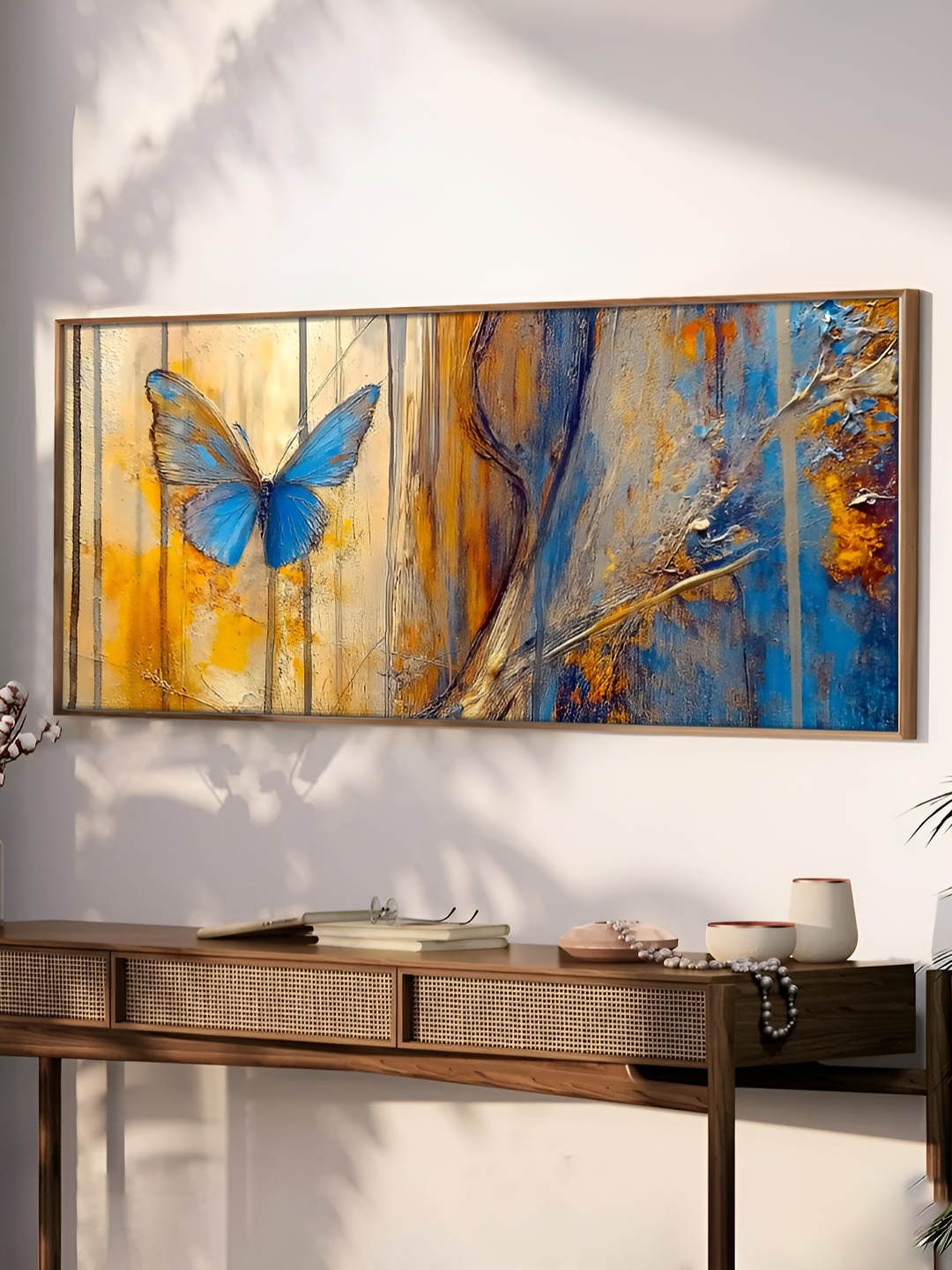 

Art Street Blue & Yellow Butterfly Framed Canvas Wall Painting