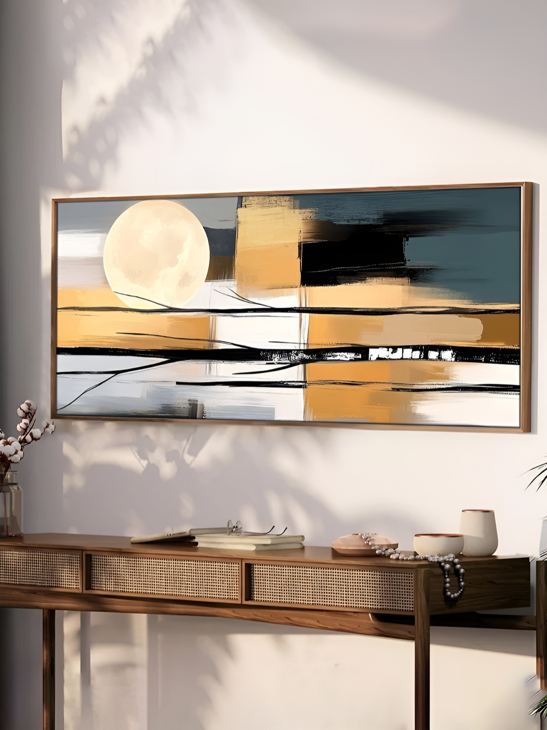 

Art Street Yellow & Grey Abstract Sunshine Framed Canvas Wall Painting