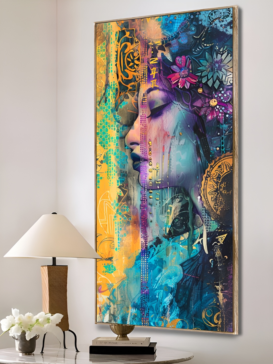 

Art Street Blue & Purple Women Sight Face Framed Canvas Wall Painting