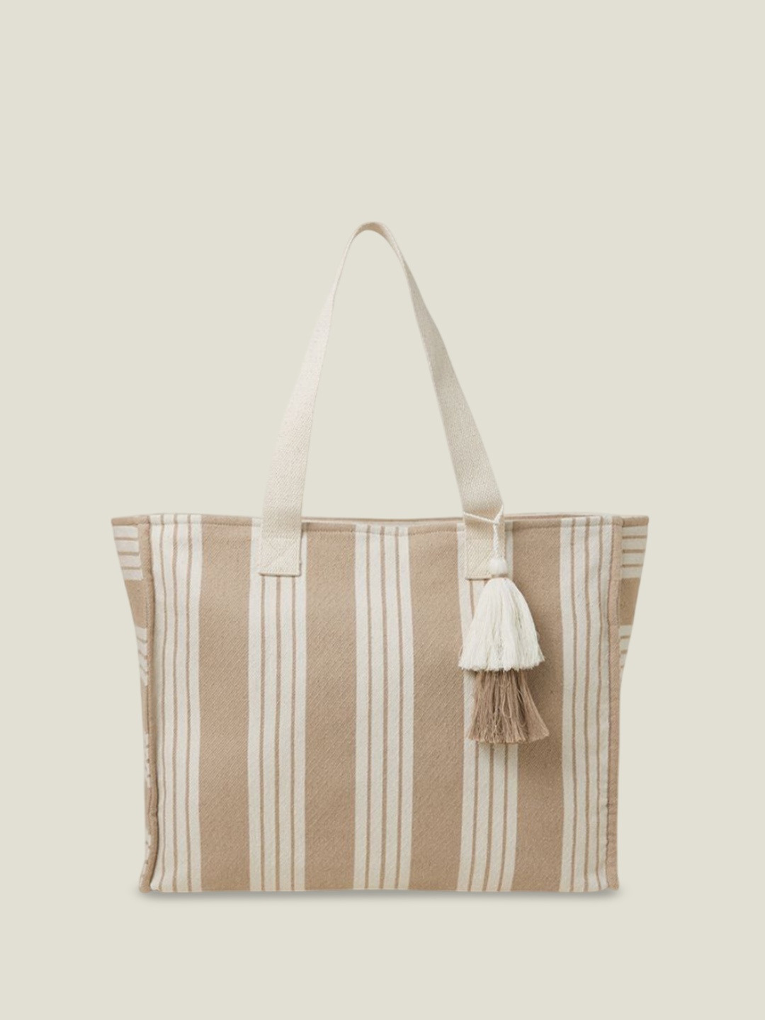 

Accessorize Women Striped Oversized Shopper Tote Bag, White