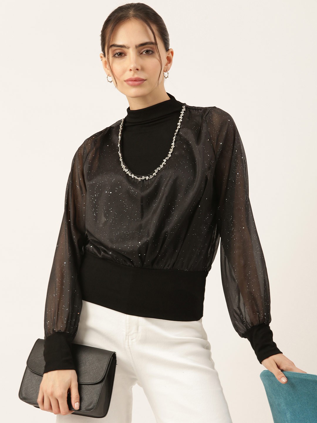

SHOWOFF Women Georgette Top, Black