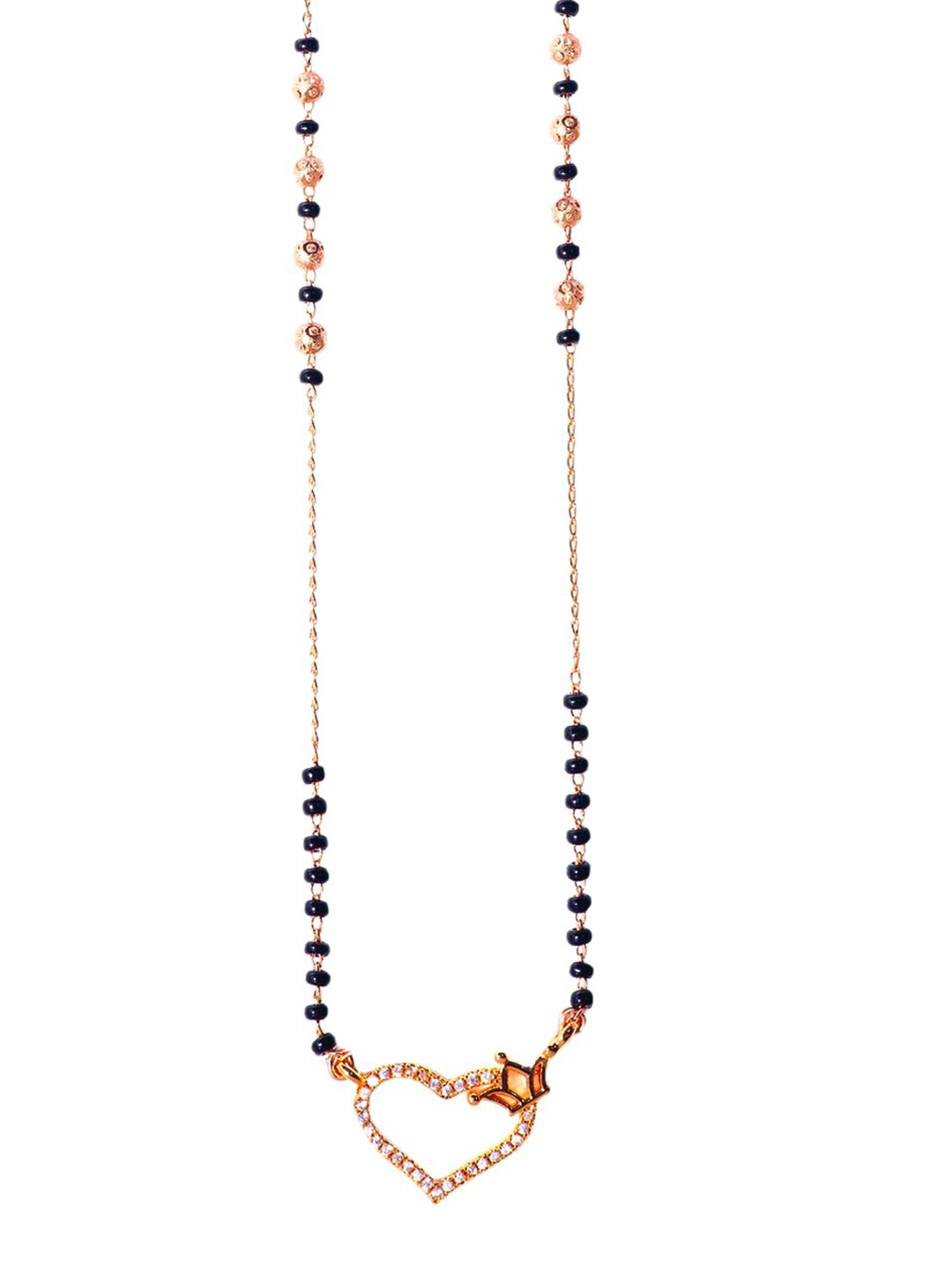 

SOLIBELLE Designed for Royalty 18KT Rose Gold-Plated AD-Studded & Beaded Mangalsutra
